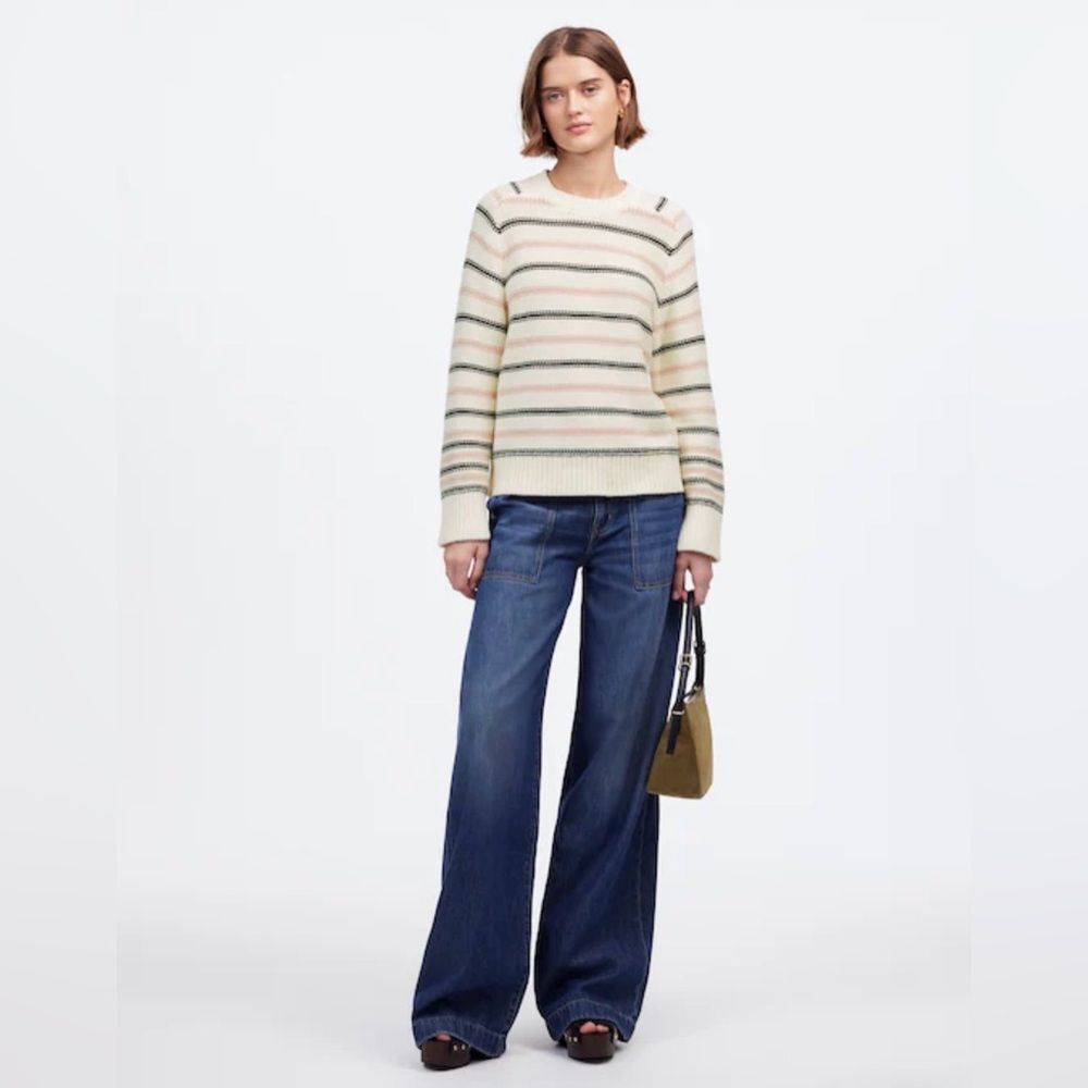 Madewell Cotton Crewneck Sweater in Stripe • size xxs • NWT • NT643